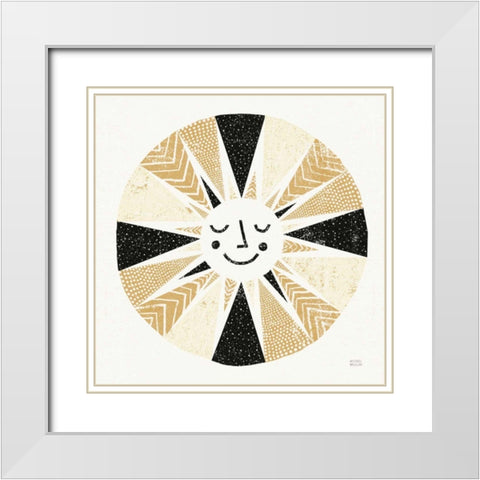 Sunshine Black Gold Sq White Modern Wood Framed Art Print with Double Matting by Mullan, Michael