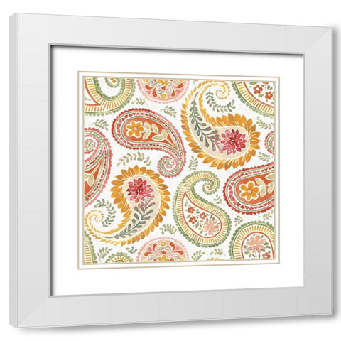 Harvest Bouquet Pattern IIIA White Modern Wood Framed Art Print with Double Matting by Grove, Beth