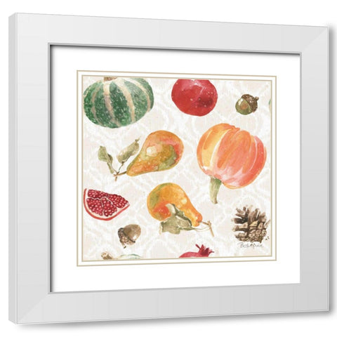 Harvest Bouquet Pattern IV White Modern Wood Framed Art Print with Double Matting by Grove, Beth