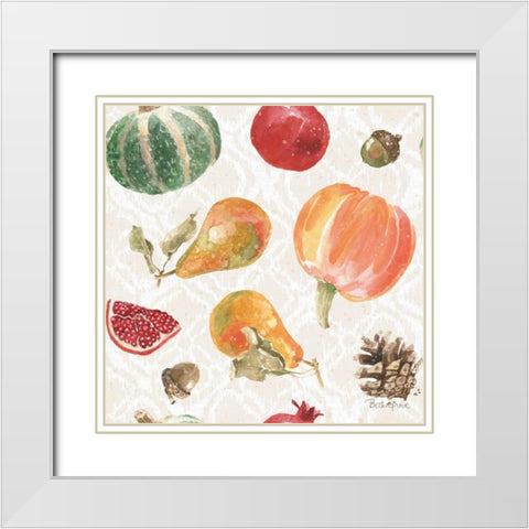 Harvest Bouquet Pattern IV White Modern Wood Framed Art Print with Double Matting by Grove, Beth