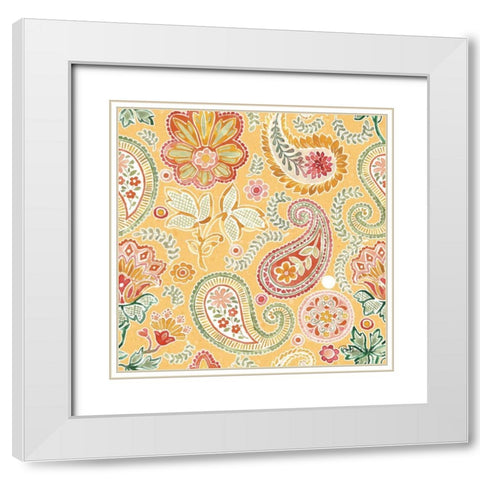 Harvest Bouquet Pattern VIIE White Modern Wood Framed Art Print with Double Matting by Grove, Beth