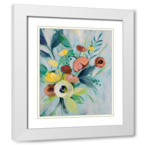 Colorful Elegant Floral I White Modern Wood Framed Art Print with Double Matting by Vassileva, Silvia
