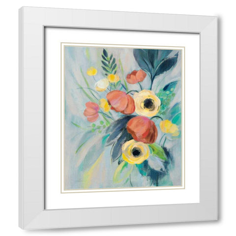 Colorful Elegant Floral II White Modern Wood Framed Art Print with Double Matting by Vassileva, Silvia