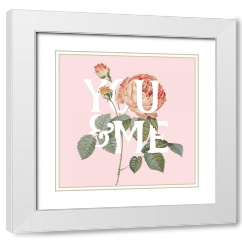 Botanical Pink Rose II You White Modern Wood Framed Art Print with Double Matting by Wild Apple Portfolio