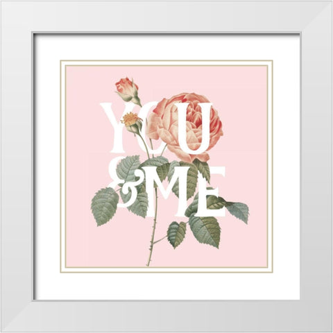 Botanical Pink Rose II You White Modern Wood Framed Art Print with Double Matting by Wild Apple Portfolio
