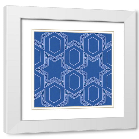 Celebrating Hanukkah Pattern VIII White Modern Wood Framed Art Print with Double Matting by McKenna, Kathleen Parr