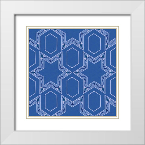 Celebrating Hanukkah Pattern VIII White Modern Wood Framed Art Print with Double Matting by McKenna, Kathleen Parr