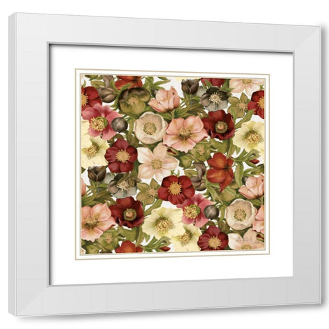 Vintage Petals Pattern I White Modern Wood Framed Art Print with Double Matting by Pertiet, Katie