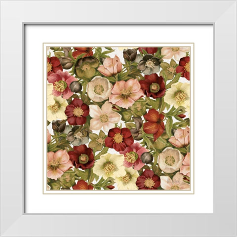 Vintage Petals Pattern I White Modern Wood Framed Art Print with Double Matting by Pertiet, Katie