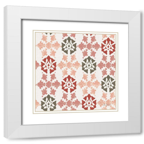 Vintage Petals Pattern VA White Modern Wood Framed Art Print with Double Matting by Pertiet, Katie