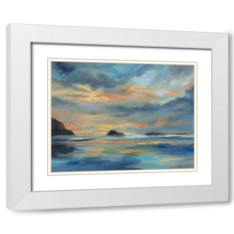 Pacific Sunset White Modern Wood Framed Art Print with Double Matting by Vassileva, Silvia