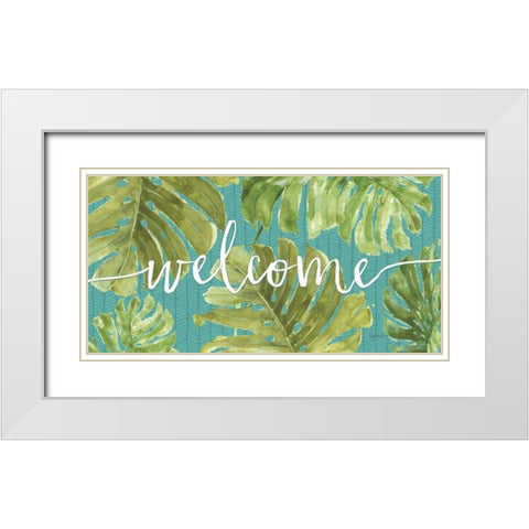 Mixed Greens Welcome White Modern Wood Framed Art Print with Double Matting by Audit, Lisa