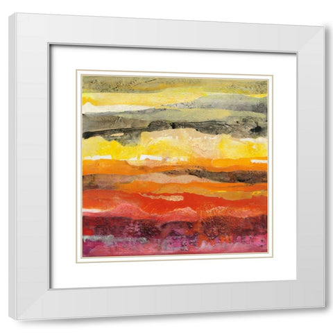 Abstract Layers II White Modern Wood Framed Art Print with Double Matting by Hristova, Albena