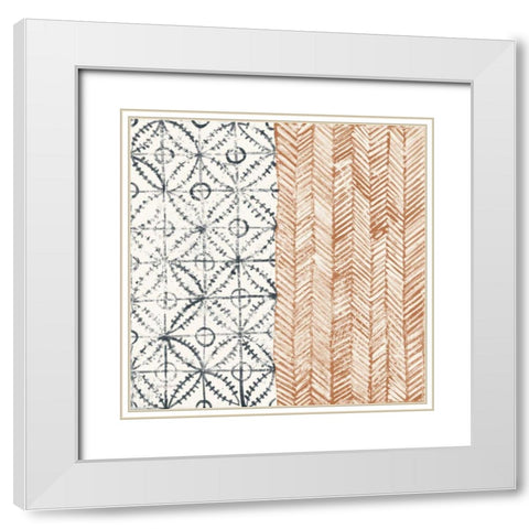 Maki Tile VII White Modern Wood Framed Art Print with Double Matting by Lovell, Kathrine