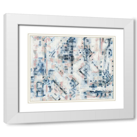 Scattered Indigo Rose Crop White Modern Wood Framed Art Print with Double Matting by Vassileva, Silvia