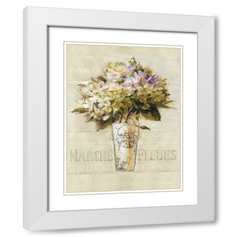 Marche de Fleurs Bouquet White Modern Wood Framed Art Print with Double Matting by Audit, Lisa