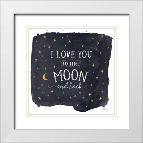 Celestial Love I Sq White Modern Wood Framed Art Print with Double Matting by Marshall, Laura