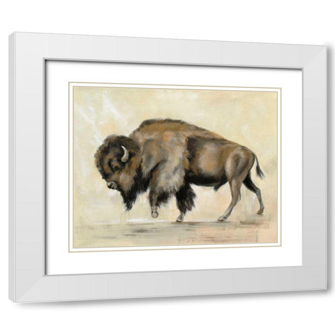 Bronze Buffalo White Modern Wood Framed Art Print with Double Matting by Vassileva, Silvia