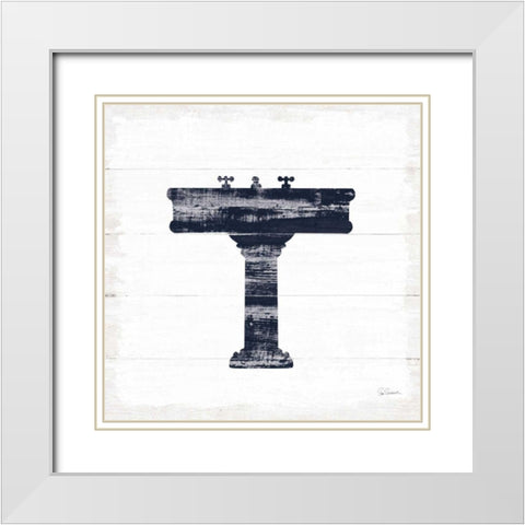 Shiplap Bath II Navy White Modern Wood Framed Art Print with Double Matting by Schlabach, Sue