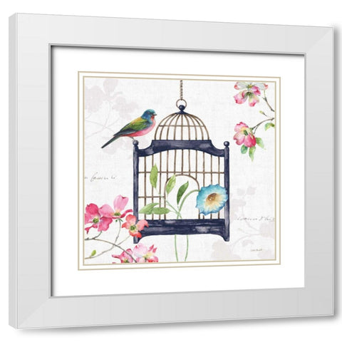 Dogwood Garden V Navy White Modern Wood Framed Art Print with Double Matting by Audit, Lisa