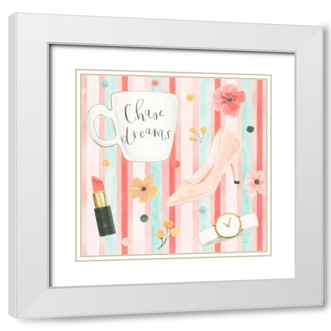 Chase Dreams Pattern V White Modern Wood Framed Art Print with Double Matting by Jackson, Jenaya