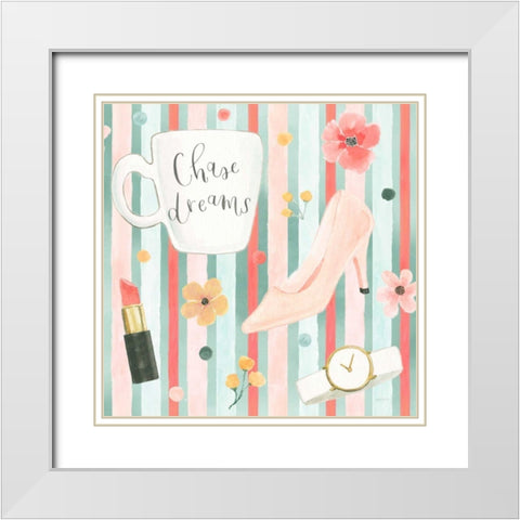 Chase Dreams Pattern VB White Modern Wood Framed Art Print with Double Matting by Jackson, Jenaya