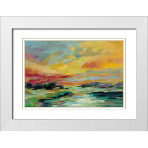 July Sunset White Modern Wood Framed Art Print with Double Matting by Vassileva, Silvia
