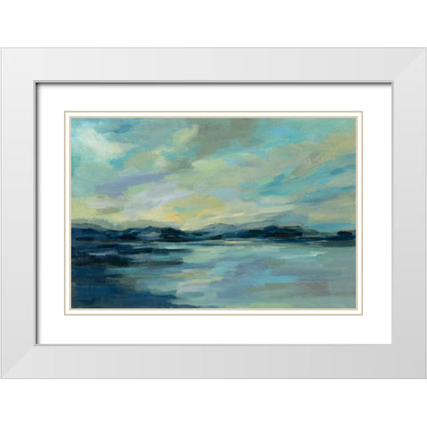 Indigo Sea White Modern Wood Framed Art Print with Double Matting by Vassileva, Silvia