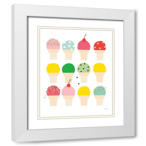 Ice Cream Fun White Modern Wood Framed Art Print with Double Matting by Kelle, Ann