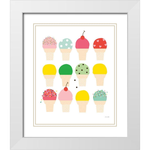 Ice Cream Fun White Modern Wood Framed Art Print with Double Matting by Kelle, Ann