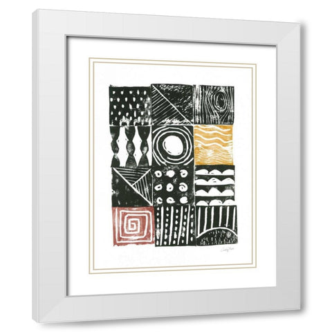 Block Print I Red Yellow White Modern Wood Framed Art Print with Double Matting by Prahl, Courtney