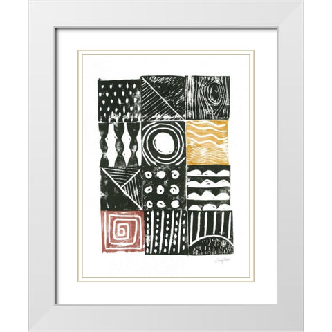 Block Print I Red Yellow White Modern Wood Framed Art Print with Double Matting by Prahl, Courtney