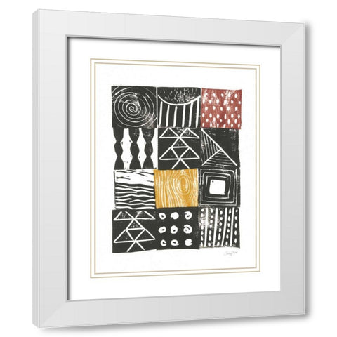 Block Print V Red Yellow White Modern Wood Framed Art Print with Double Matting by Prahl, Courtney
