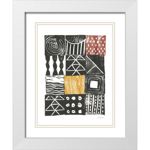 Block Print V Red Yellow White Modern Wood Framed Art Print with Double Matting by Prahl, Courtney