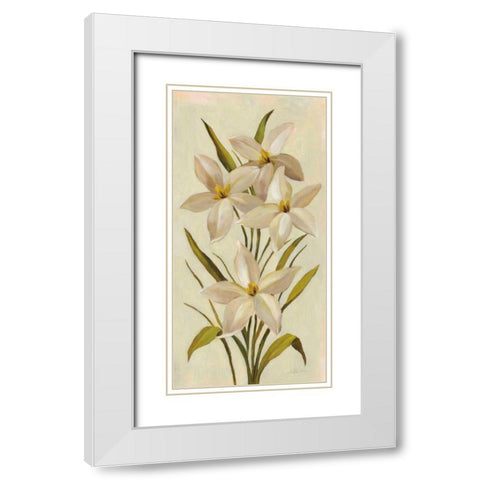 Elegant White Florals II White Modern Wood Framed Art Print with Double Matting by Vassileva, Silvia