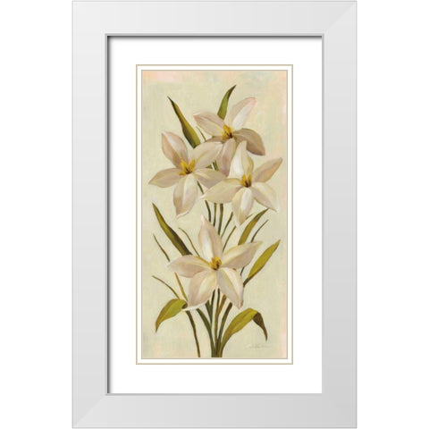 Elegant White Florals II White Modern Wood Framed Art Print with Double Matting by Vassileva, Silvia