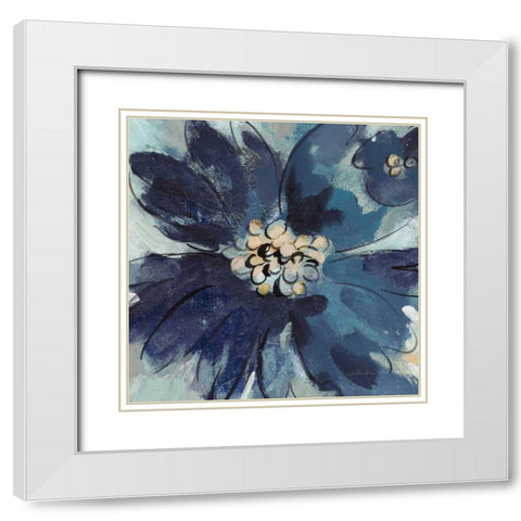 Inky Floral III Cool White Modern Wood Framed Art Print with Double Matting by Vassileva, Silvia