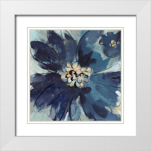 Inky Floral III Cool White Modern Wood Framed Art Print with Double Matting by Vassileva, Silvia