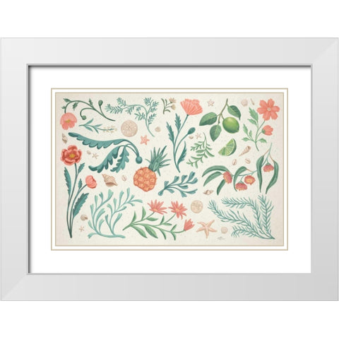 Seaside Botanical I White Modern Wood Framed Art Print with Double Matting by Penner, Janelle