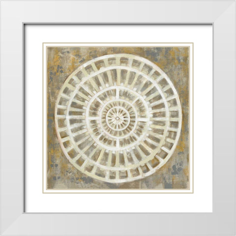 Neutral Textured Medallion White Modern Wood Framed Art Print with Double Matting by Vassileva, Silvia