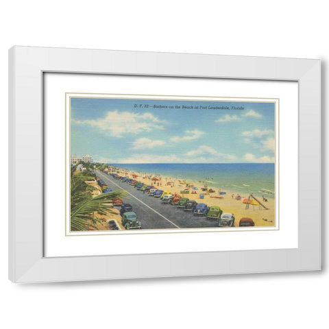 Beach Postcard II White Modern Wood Framed Art Print with Double Matting by Wild Apple Portfolio
