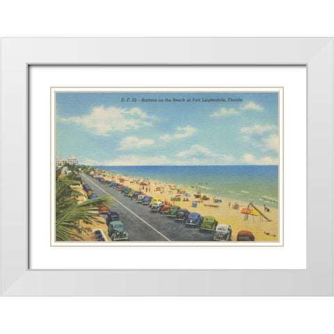 Beach Postcard II White Modern Wood Framed Art Print with Double Matting by Wild Apple Portfolio
