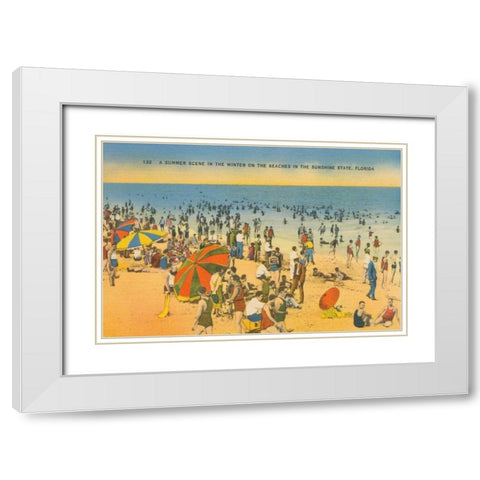 Beach Postcard IV White Modern Wood Framed Art Print with Double Matting by Wild Apple Portfolio