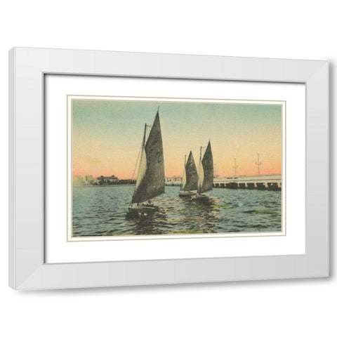 Florida Postcard I White Modern Wood Framed Art Print with Double Matting by Wild Apple Portfolio