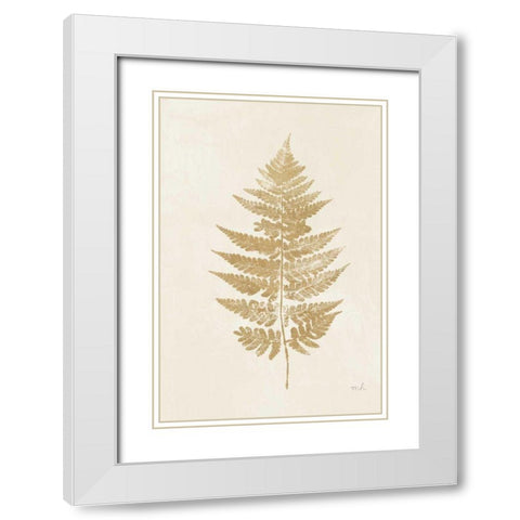 Fern Print I Gold No Shiplap White Modern Wood Framed Art Print with Double Matting by Hershey, Moira