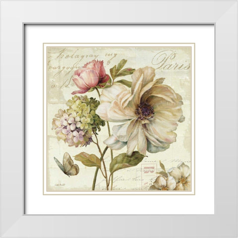 Marche de Fleurs II White Modern Wood Framed Art Print with Double Matting by Audit, Lisa