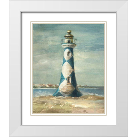 Lighthouse IV White Modern Wood Framed Art Print with Double Matting by Nai, Danhui