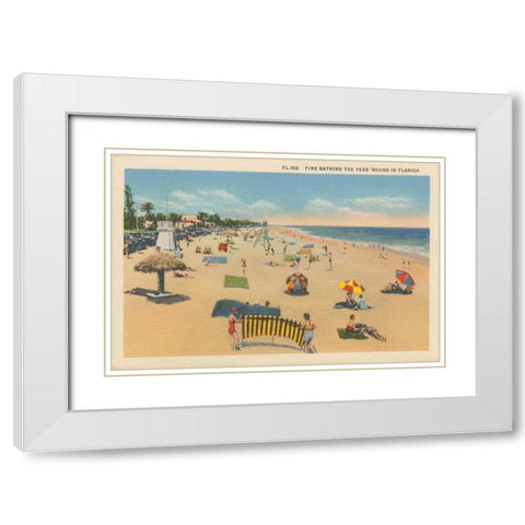 Beach Postcard I Plain Border White Modern Wood Framed Art Print with Double Matting by Wild Apple Portfolio