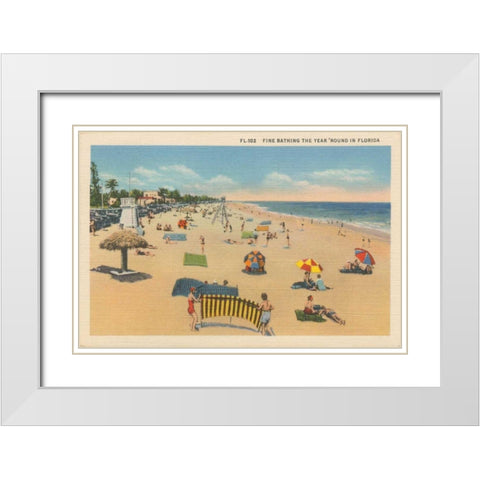 Beach Postcard I Plain Border White Modern Wood Framed Art Print with Double Matting by Wild Apple Portfolio