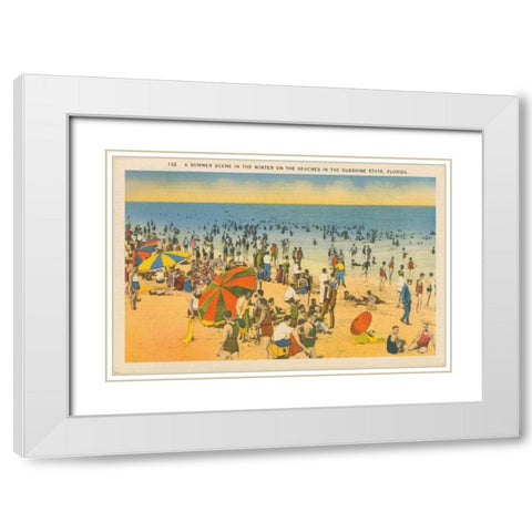 Beach Postcard IV Plain Border White Modern Wood Framed Art Print with Double Matting by Wild Apple Portfolio